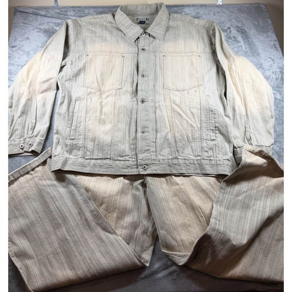 Denim Lab Godbody Jacket Pants Set Mens 3XL 38 Beige Y2K Baggy